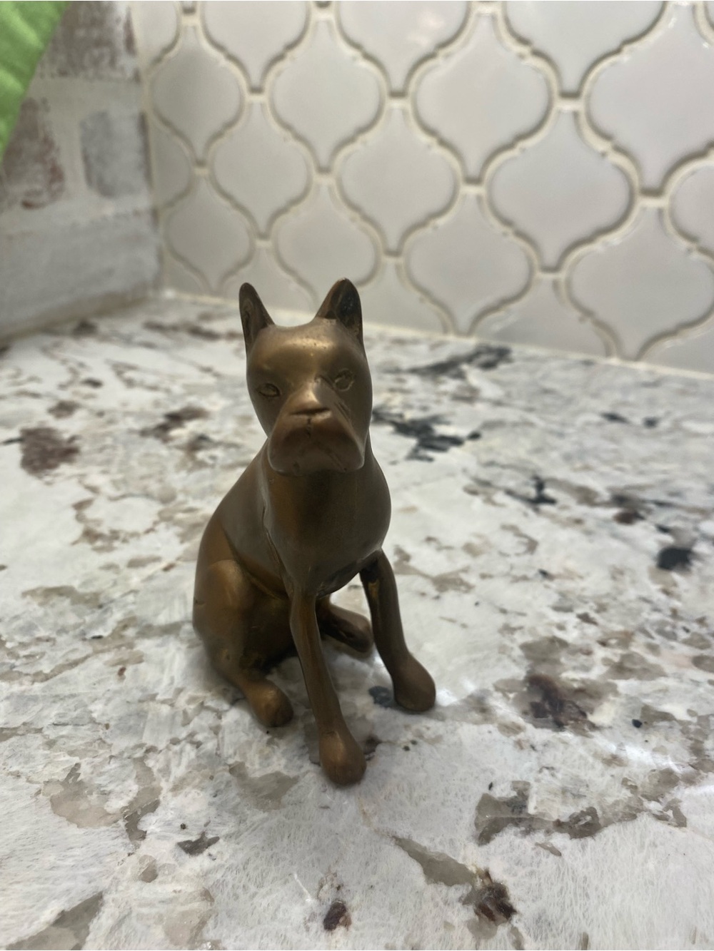 Vintage Brass Boxer Dog Figurine Home Accent